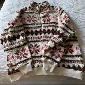 Women’s  Multicolor Patterned Oversized Fleece